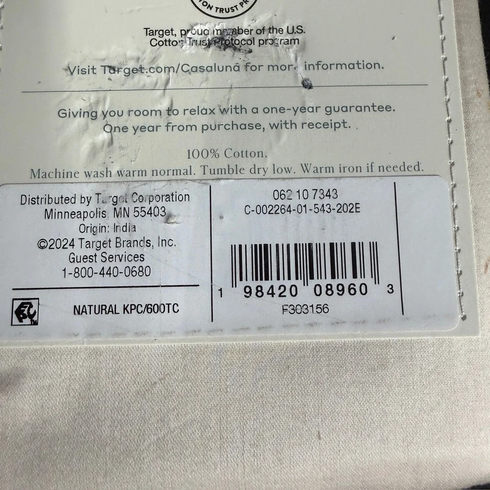 King 600 Thread Count Sateen Pillowcases Natural - Casaluna™